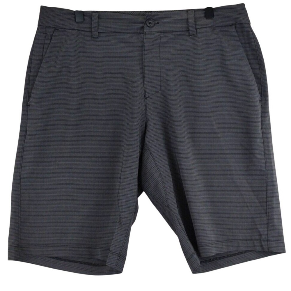 Hang Ten Men's Gray Striped‎ Golf Shorts Size 34 Flat Front Performance